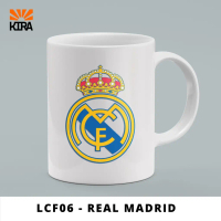 KIRA Mug Logo Klub Bola Barcelona/Real Madrid/Atletico Madrid/PSG/ Al - Nassr  - Mug Keramik Kado Gi