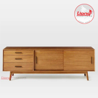 Buffet TV Stand Minimalis pintu sliding Bahan Kayu Jati Jepara Berbagai Pilihan Warna Finishing Desa