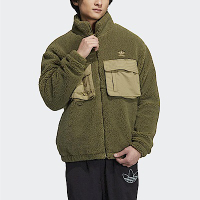 Adidas Ww Sherpa Jkt [IC8163] 男 運動外套 立領 休閒 戶外 工裝 抓毛絨 綠 卡其
