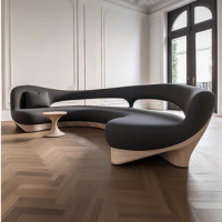 Design art hollow curved fabric sofa Italian style modern furniture international sofa