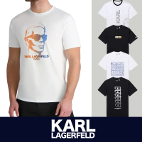 【KARL LAGERFELD 卡爾】老佛爺 經典印刷圖案短袖T恤 上衣-多色組合(平輸品)