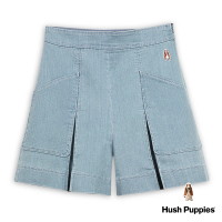 【Hush Puppies】】女裝 褲裙 打褶造型牛仔寬褲裙(淺藍 / 43222101)