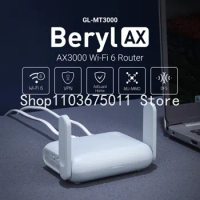 GL.iNet Beryl AX MT3000 Pocket-Sized Wi-Fi 6 Wireless Travel Gigabit Router,Cybersecurity, Tethering, RV, Parental Control