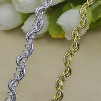 20Metres High Qulality Trim Sewing Lace Gold Silver Centipede Braided Lace Ribbon DIY Clothes Accessories Curve Lace