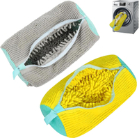 Shoe Bag for Washing Machine 2 Pack, 15.35" x 7.48" Reusable Laundry Shoe Bag with Zipper 360° Deep 
