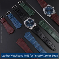 26x12mm(buckle 18mm) Men Leather Watchband 1853 for Tissot PRX series Strap Belt T137.407 Bracelet Convex End Strap Bracelet