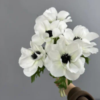 Simulation Flowers 3D Printing Real Touch Poppy Branch Fake Flower Artificial Blue Purple Anemone Shopping Mall Decoration