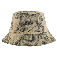 Christian DIOR 動物圖騰花紋雙面漁夫帽/遮陽帽(卡其)