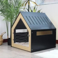 2023 Modern Dog and Cat House with Acrylic Door and Mattress Pet Furniture Indoor Dog House Kennel Wood House for Dogs