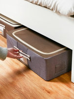 床下扁平收納箱筐折疊布藝裝衣服整理箱鋼架儲物箱子床底收納盒