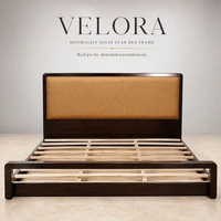 Tempat Tidur Kayu Jati Asli Jepara | Ranjang Minimalis Headboard Busa Elegan 90x200