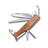 【VICTORINOX 瑞士維氏】Ranger 55 Wood 瑞士刀 胡桃木/10用/130mm(0.9561.63)