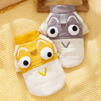 Color-Block 3D Big-Eyed Cute Spliced Traction Two-Legged Cotton Coat for Small Dogs Autumn Winter Tw