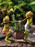 創意個性青蛙抬籃子多肉花盆花園裝飾品盆栽送男生朋友禮物兒童節