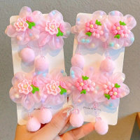 2pcs flower hair rope hair loop pink small intestine loop girl hair accessory does not damage hair p