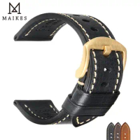 MAIKES Full Grain Watch Strap Watchband 18mm 19mm 20mm 21mm 22mm 24mm Calf Genuine Leather Watch Band for Tissot Seiko