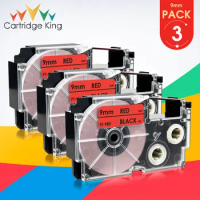 3PK for Casio XR-9RD Label Tape Black on Red Label Maker for Casio KL-60 KL-120 KL-300 CW-L300 KL-430 KL-C500 Printer 9mm Width
