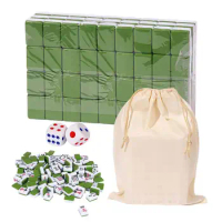 Mini Chinese Traditional Board Game With Large Storage Bag 24mm Mini Mahjong Sets Resin Mahjong Tiles For Family Leisure Time