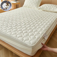 Luxury Cotton Fitted Mattress Pad Cover Fluffy Mattress Protector Ultrasonic Bed Topper Quilted Breathable Washable Bed Sheet