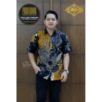 Batik Probo Kuning Kemeja Batik Pria Lengan Pendek by Florist