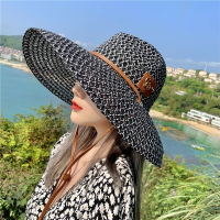 女夏草帽大沿涼帽防曬沙灘帽超大檐鏤空帽子編織遮陽帽太陽帽