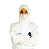 【極雪行者】DP01美國杜邦Tyvek實驗室專業全白限次防護衣(防疫氣融膠/醫療院所/機場/食品廠/無塵室)