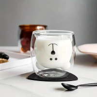 Alat Dapur LETUZI Gelas Kopi Anti Panas Double Wall Glass Cute Animal 250ml - Transparent Viral