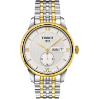 TISSOT 天梭 官方授權 Le Locle Gent 力洛克小秒針機械腕錶 送禮首選-銀x雙色版/39mm T0064282203801
