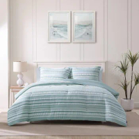Duvet Cover Set, Cotton Bedding with Matching Shams &amp; Button Closure, All Season Home Decor (Clearwater Cay Blue,)