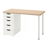 LAGKAPTEN/ALEX 書桌/工作桌, 染白橡木紋/白色, 120 x 60 公分