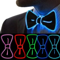 1 Pcs Men Glowing Bow Tie EL Wire Neon LED Luminous Party Haloween Christmas Luminous Light Up Decoration Bar Club Stage Prop