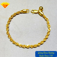 Gelang Rantai model tambang Emas Kuning Terbaru Kadar Emas 750