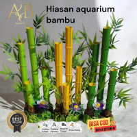 hiasan aquarium ornamen bambu , aksesoris bambu