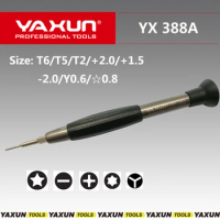 Free shipping 1pcs YAXUN 388A precision screwdriver for iphone 7 Samsung HUAWEI ,Size pentagen 0.8 T2 T5 T6 +1.5 triangle 0.6