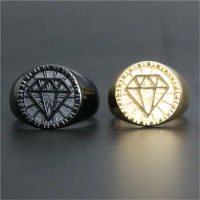 Support Dropship Newest Black Golden Dia-mond Ring 316L Stainless Steel Jewelry Cross Biker Ring