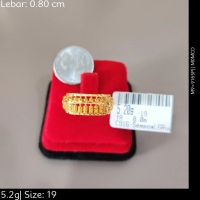 Emas 916,Cincin Sempoa L6 Ruyi T$ 0.8cm Design:8238<M0MCD>916SP(M9)-Size: 19