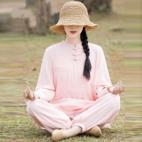 佛系衣服春季女裝棉麻禪意茶服兩件套漢服女中國風復古打坐瑜伽服