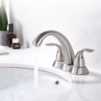 Brushed Faucet Bathroom 4 inch Hot Cold Water Mixer Crane Deck Mounted American Style Bath Tap Basin Mixer SUS304