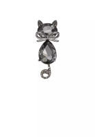 SOEOES Fashion Simple Ribbon Cat Brooch with Grey  Cubic Zirconia
