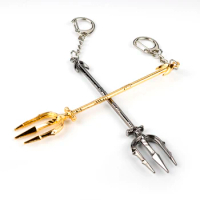 Movie Aquman Keychain Trident Weapon Prop Cosplay Props Zinc Alloy Pendant Key Chain For Men Car Jewelry Gift
