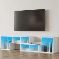 TV Stand with LED Lights, Modern TV Console, Entertainment Center for Living Room Bedroom, Gaming TV Cabinet with Shelf