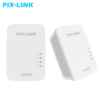 PIXLINK AV600 Powerline Ethernet Homeplug Adapter for Router Plug&amp; Play Power Saving Nano Powerline Adapters(LV-PL01A) 1 Pair