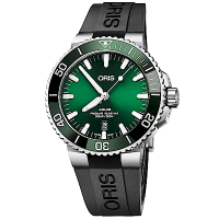 Oris豪利時 Aquis 時間之海潛水300米日期機械錶-綠水鬼/43.5mm 0173377304157-0742464EB 母親節送禮推薦