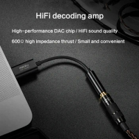 Headphone decoder USB DAC Type-C to 3.5mm headphone amplifier adapter for Android PC ipad computer HiFi HiRes cable adapter