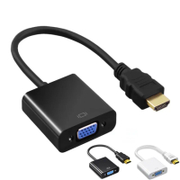 【Arum】HDMI轉VGA影音轉接線 HDMI to VGA(公轉母電腦轉電視轉接器 黑/白兩色)