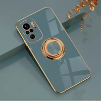 400pcs/lot For Redmi Note 10 Pro Max Redmi Note 9T Shockproof Chromed Case With Ring Holder For Xiaomi Redmi Note 11 Pro Plus 5G