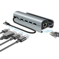 Aluminum Alloy Docking Station TV Base Stand Hub Holder Dock USB C to RJ45 Ethernet 4K 60HZ Compatible With Asus Rog Ally