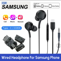 For Samsung Type USB C Earphones In-ear Mic 3.5 MM Headphone Wired Headset For Samsung Galaxy S24 S23 S22 S21 Ultra Note 20 Tipo