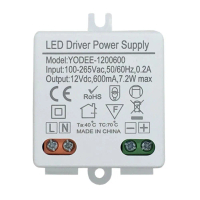 DC 12V 7.2W Bộ cấp nguồn ổ đĩa, Điện áp không đổi, Bộ cấp nguồn LED, Đầu ra AC sang DC