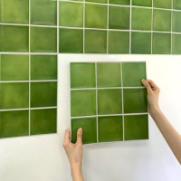 1/10pcs 3D Tile Sticker Self-adhesive Wall Panel Peel and Stick Green Tile Backsplash for Kitchen Bathroom Wall Sticker